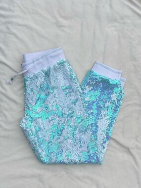 Magic Iridescent Sequin Joggers - Light Blue & Aqua